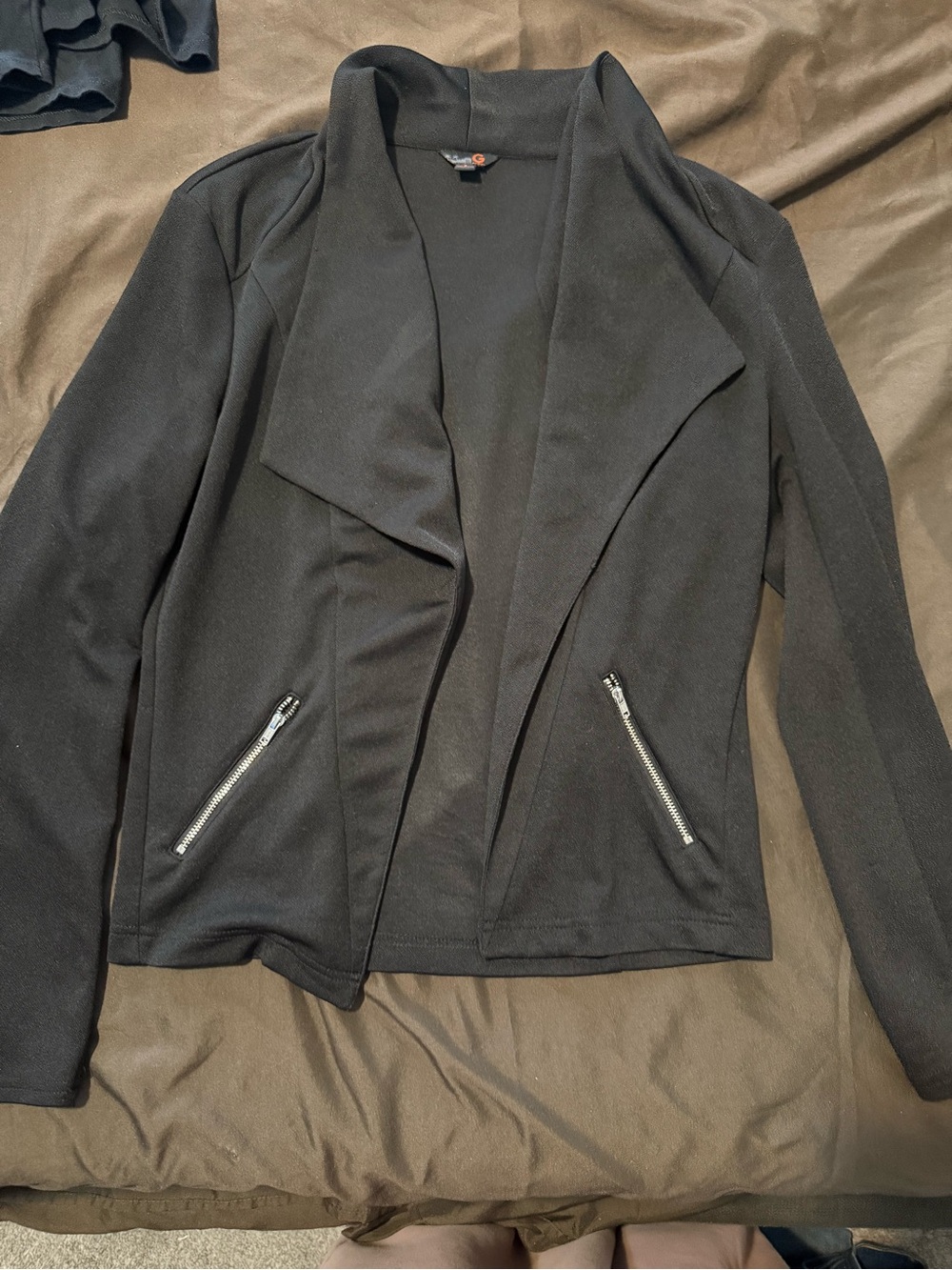 G by Guess Black Open-Front Blazer Jacket with Zip Pockets